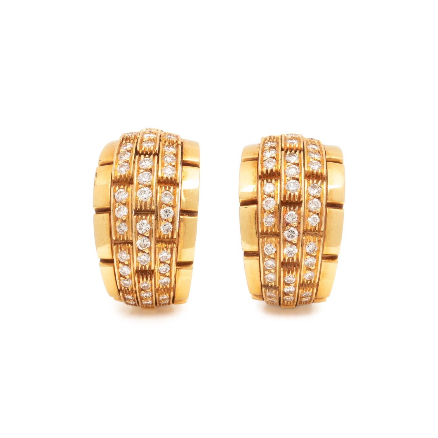 CARTIER, YELLOW GOLD AND DIAMOND 'MAILLON PANTHÈRE' CLIP EARRINGS