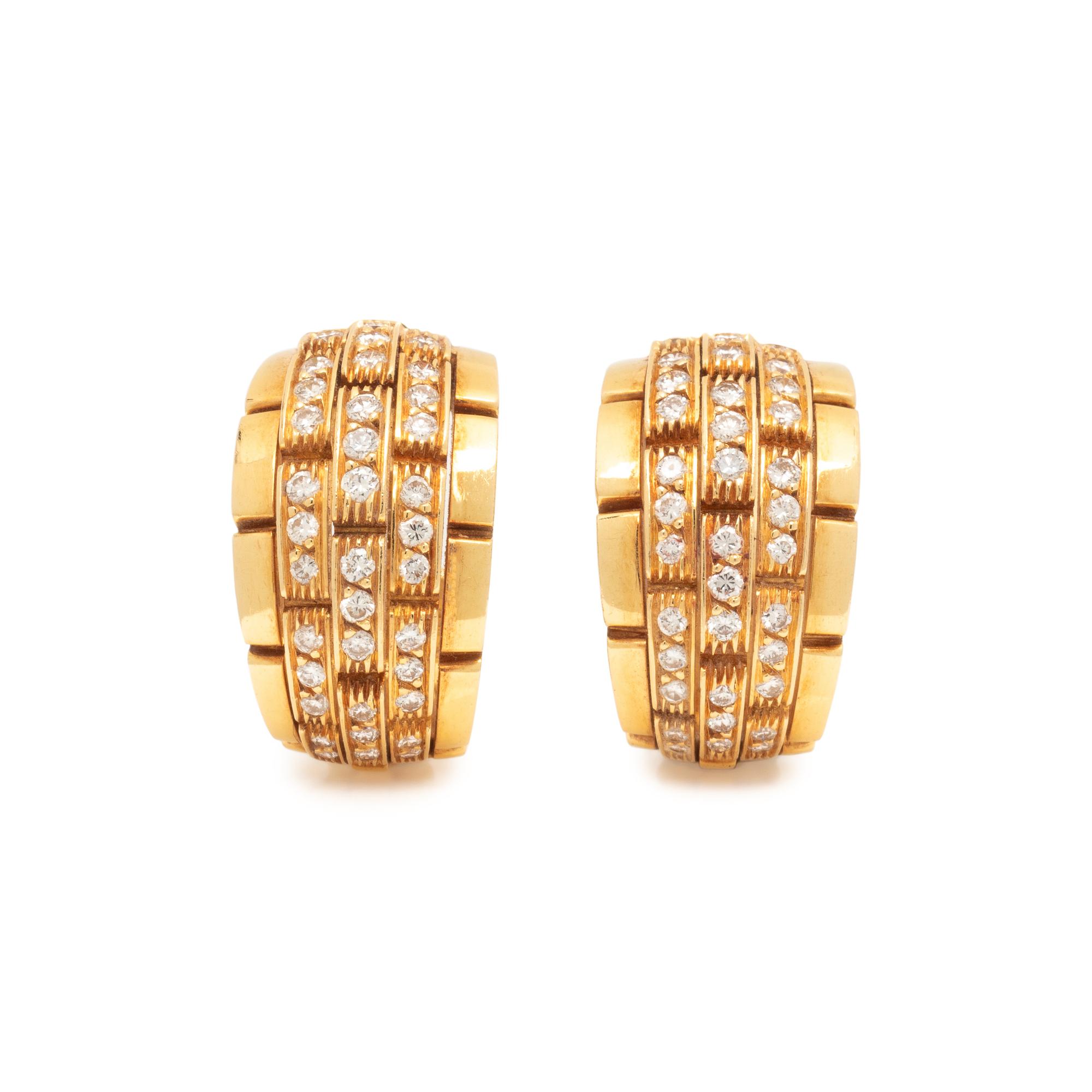 CARTIER, YELLOW GOLD AND DIAMOND 'MAILLON PANTHÈRE' CLIP EARRINGS