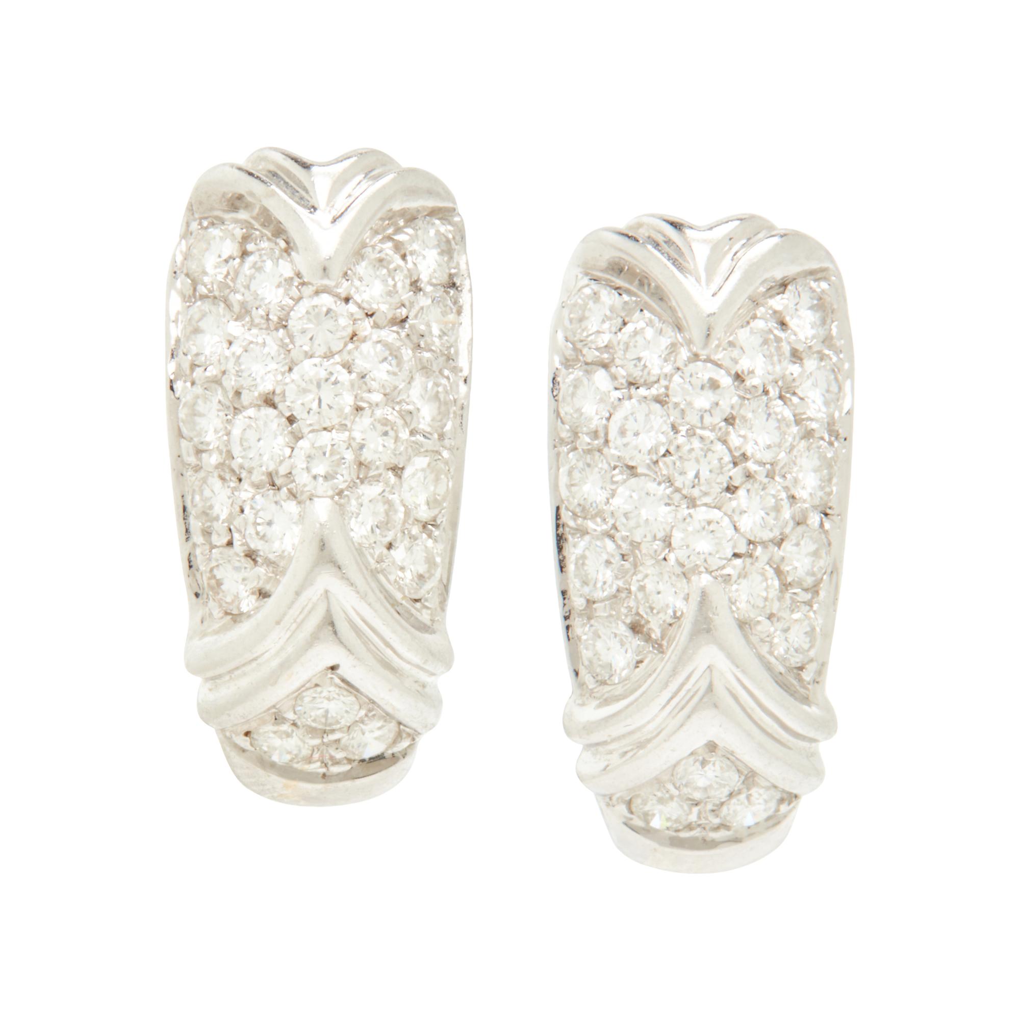 WHITE GOLD AND DIAMOND HUGGIE HOOP EARRINGS