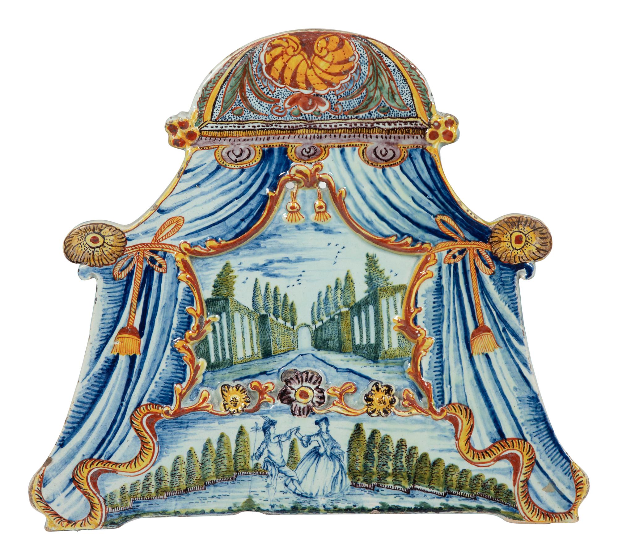 A Pair of Continental Polychrome Faience Wall Plaques