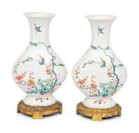 A Pair of Samson Chantilly-Style Porcelain and Gilt Bronze Mounted "Kakiemon" Vases
