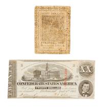 [STOCK AND CURRENCY]. A group comprising 4 items pertaining to stock and currency.