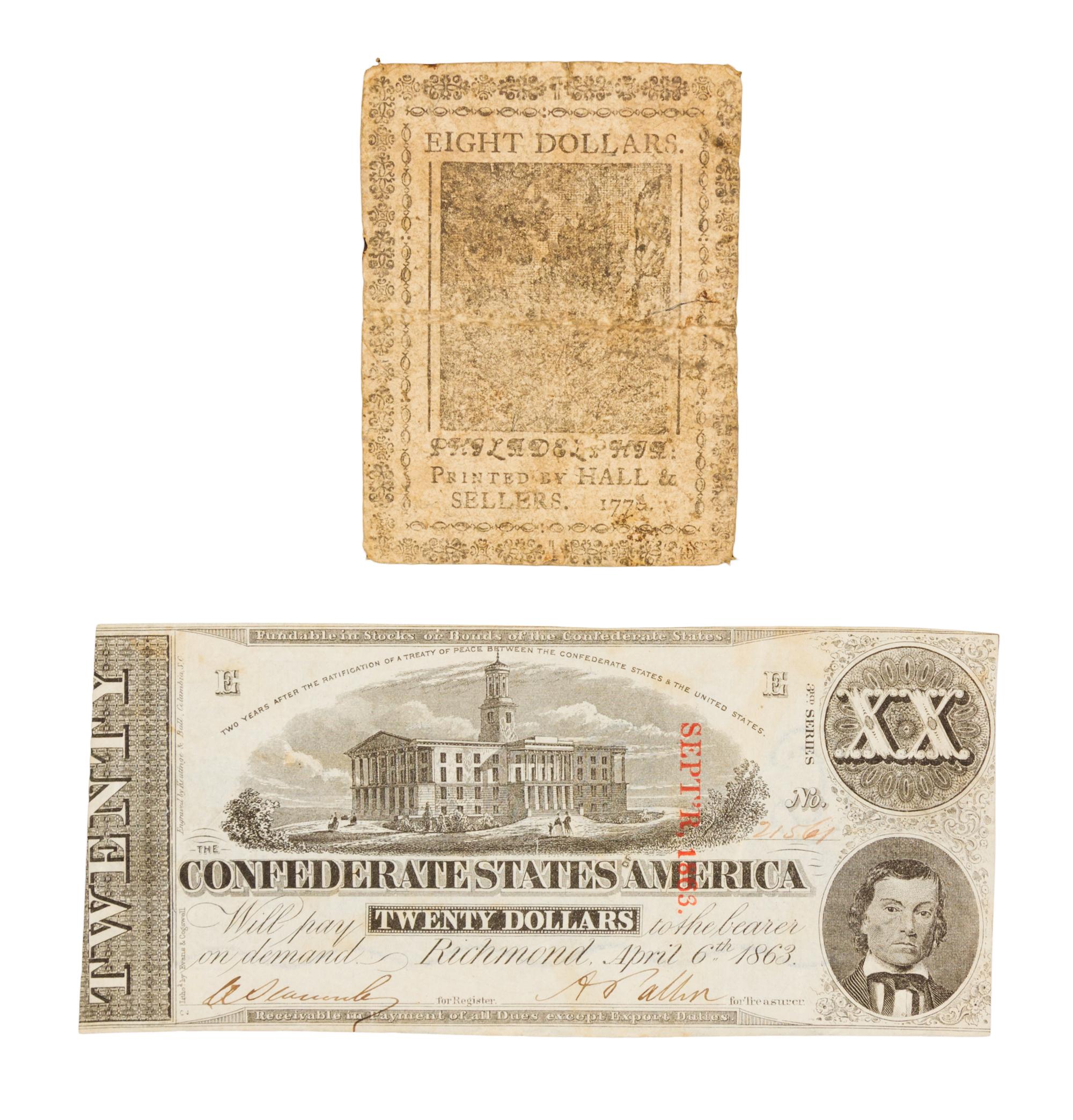 [STOCK AND CURRENCY]. A group comprising 4 items pertaining to stock and currency.