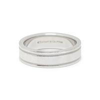 TIFFANY & CO., PLATINUM 'DOUBLE MILLEGRAIN BAND' RING