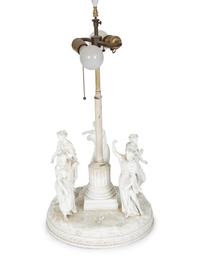 A Neoclassical Style French Bisque Porcelain Figural Lamp
