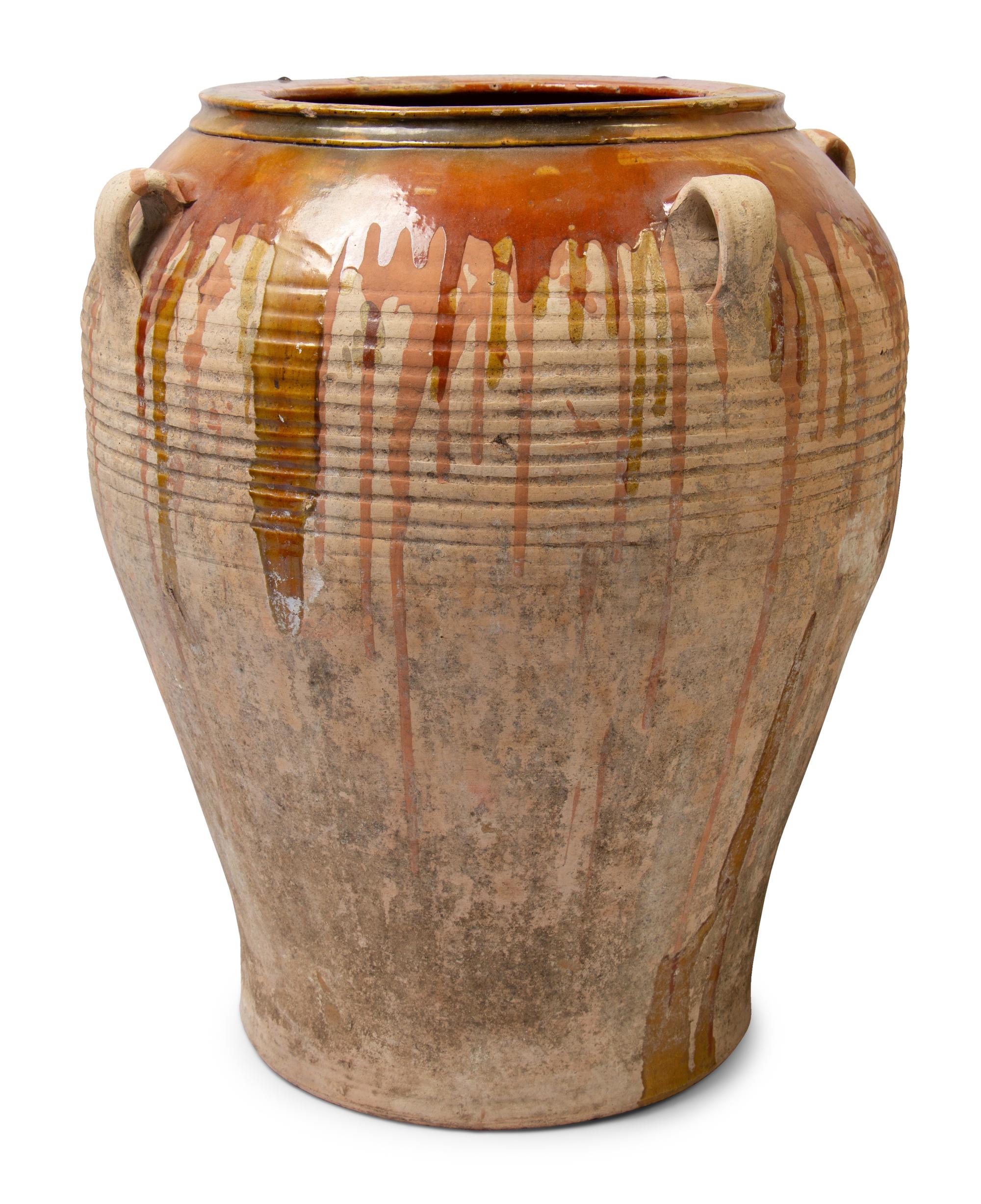 Three French Glazed Pottery Confit Jars
