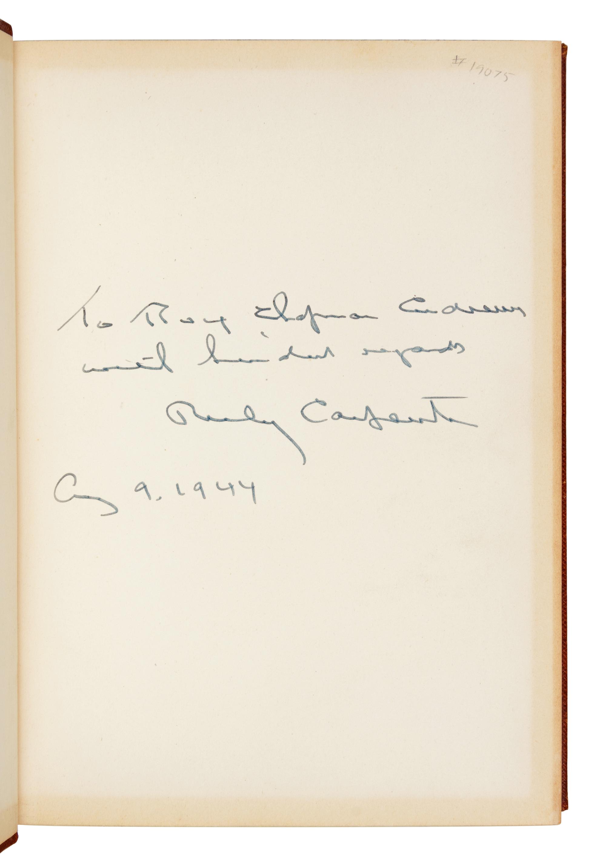 [SPORTING]. CARPENTER, Robert Ruliph Morgan (1877-1949). Game Trails from Alaska to Africa. N.p.: n.d, [ca 1938].