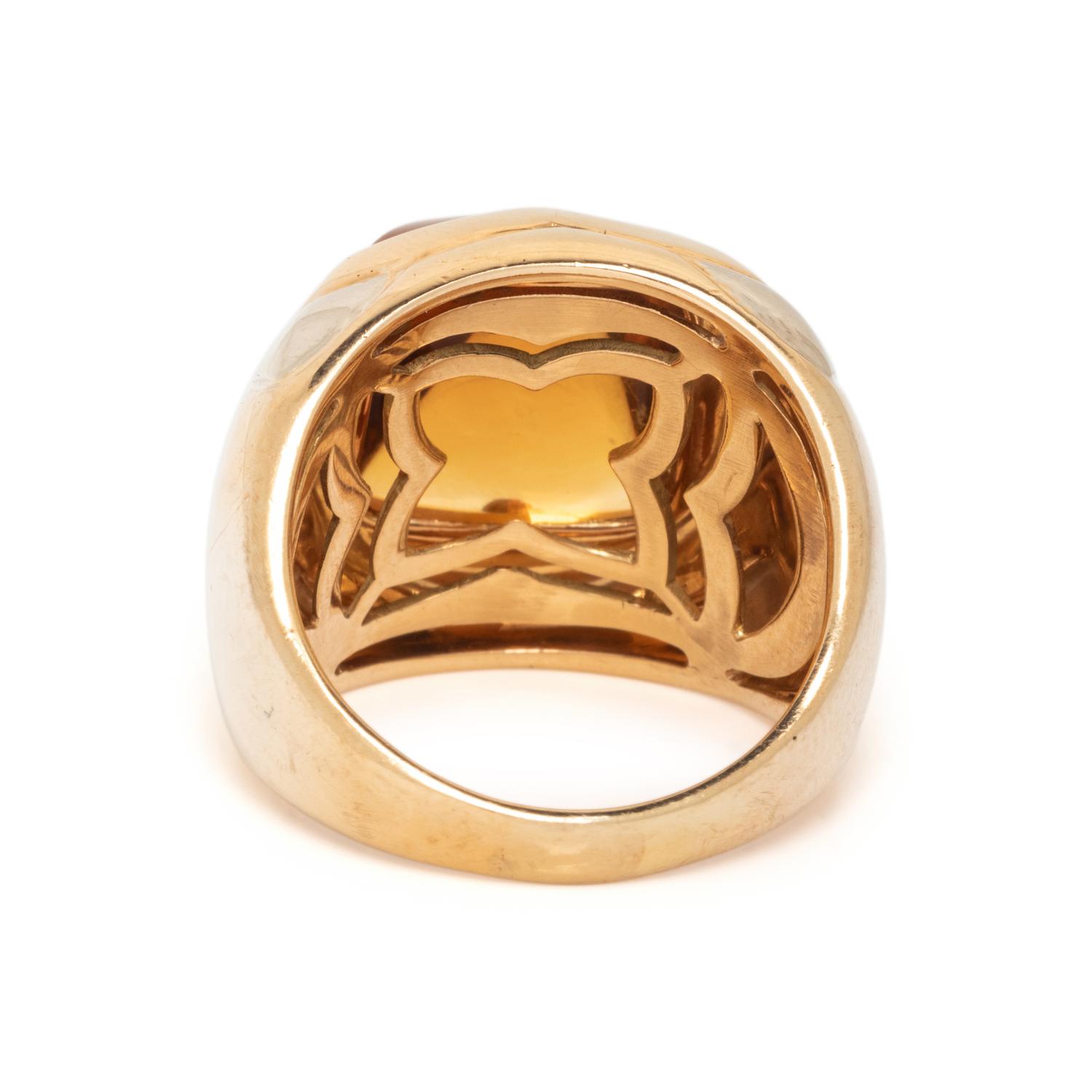 BULGARI, CITRINE AND BICOLOR GOLD 'PIRAMIDE' RING