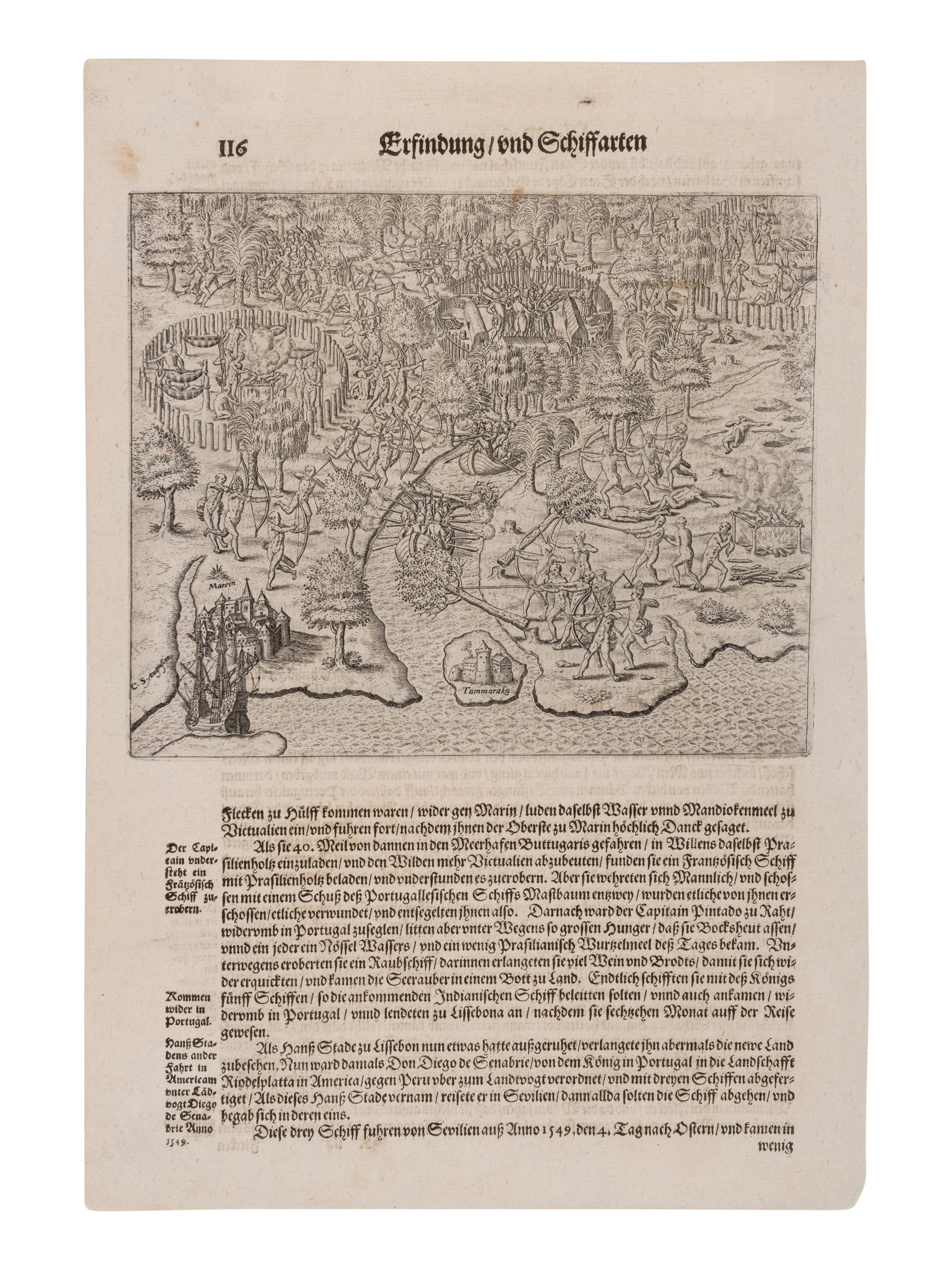 [EARLY AMERICA]. A group of 4 engraved prints depicting early views of the Americas, comprising: