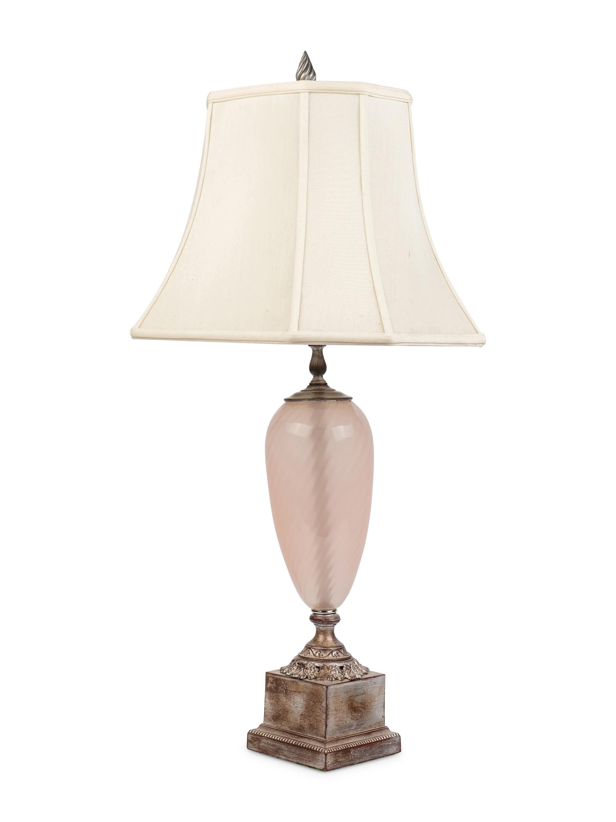 A Silvered Wood and Pink Venetian Glass Lamp