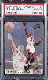 A 1993 Ultra All Defensive Michael Jordan Basketball Card No. 2 (PSA 8 NM-MT)