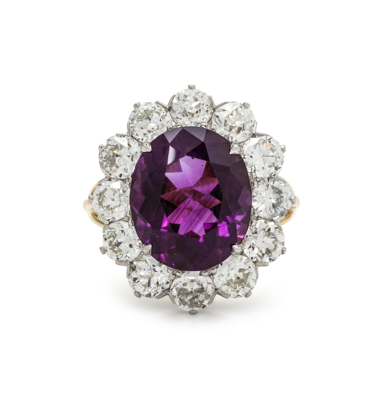 AMETHYST AND DIAMOND RING