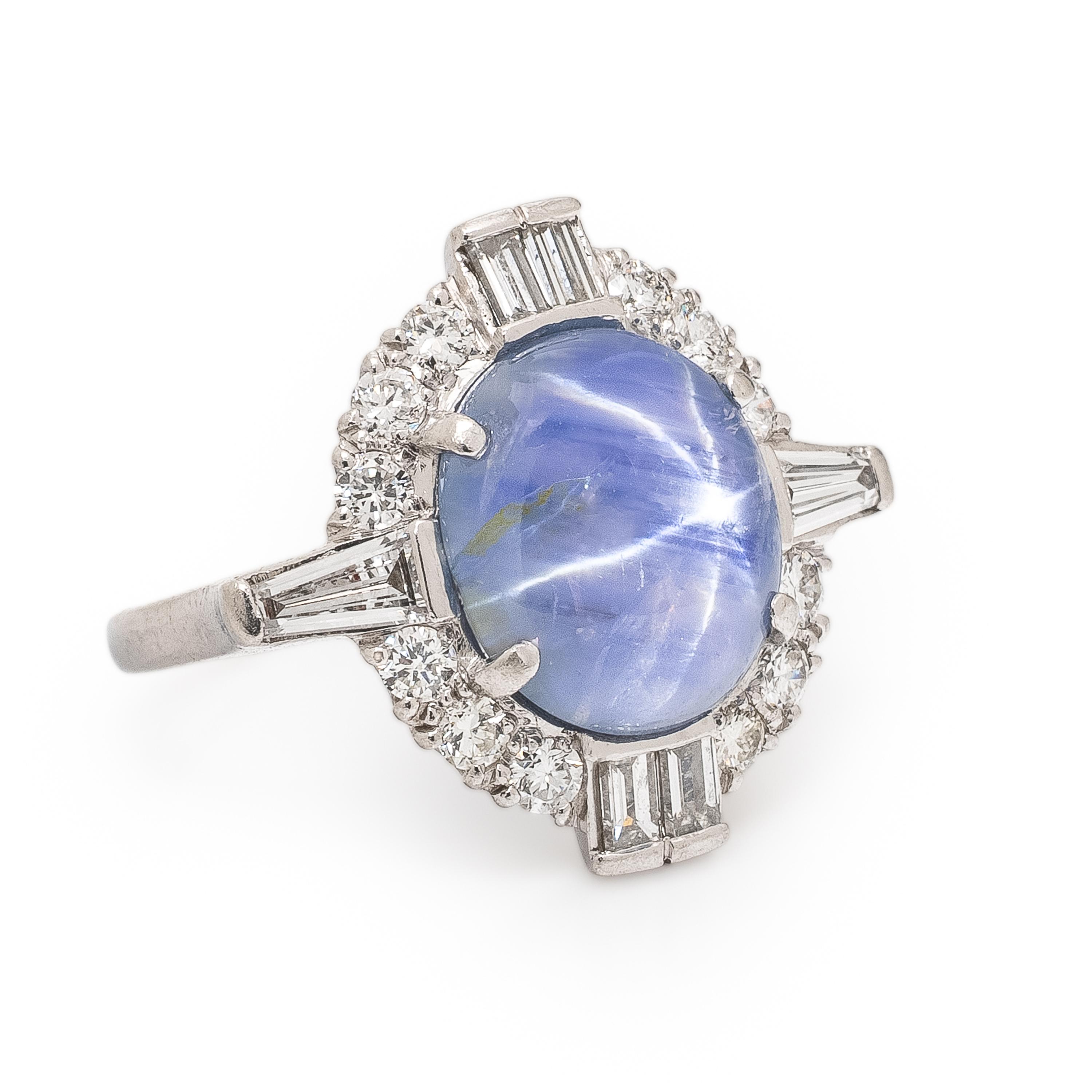 H.W. Beattie & Sons, Star Sapphire, Diamond, and Platinum Ring