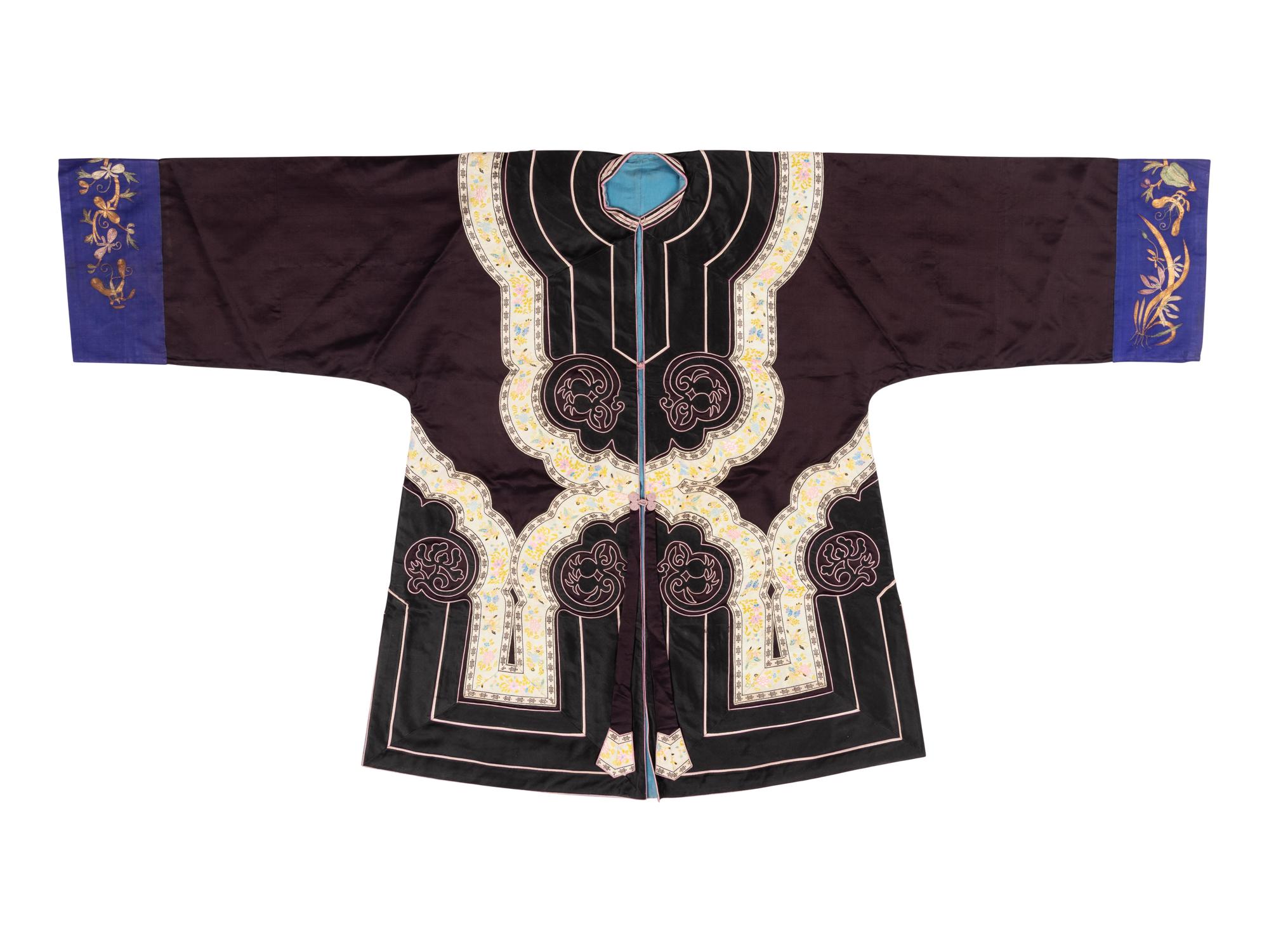 Two Black Ground Embroidered Silk Lady's Coats