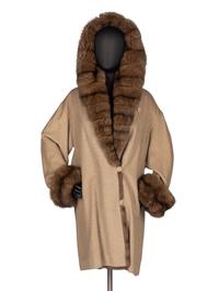 J. Mendel Wool Coat With Sable Fur Trim