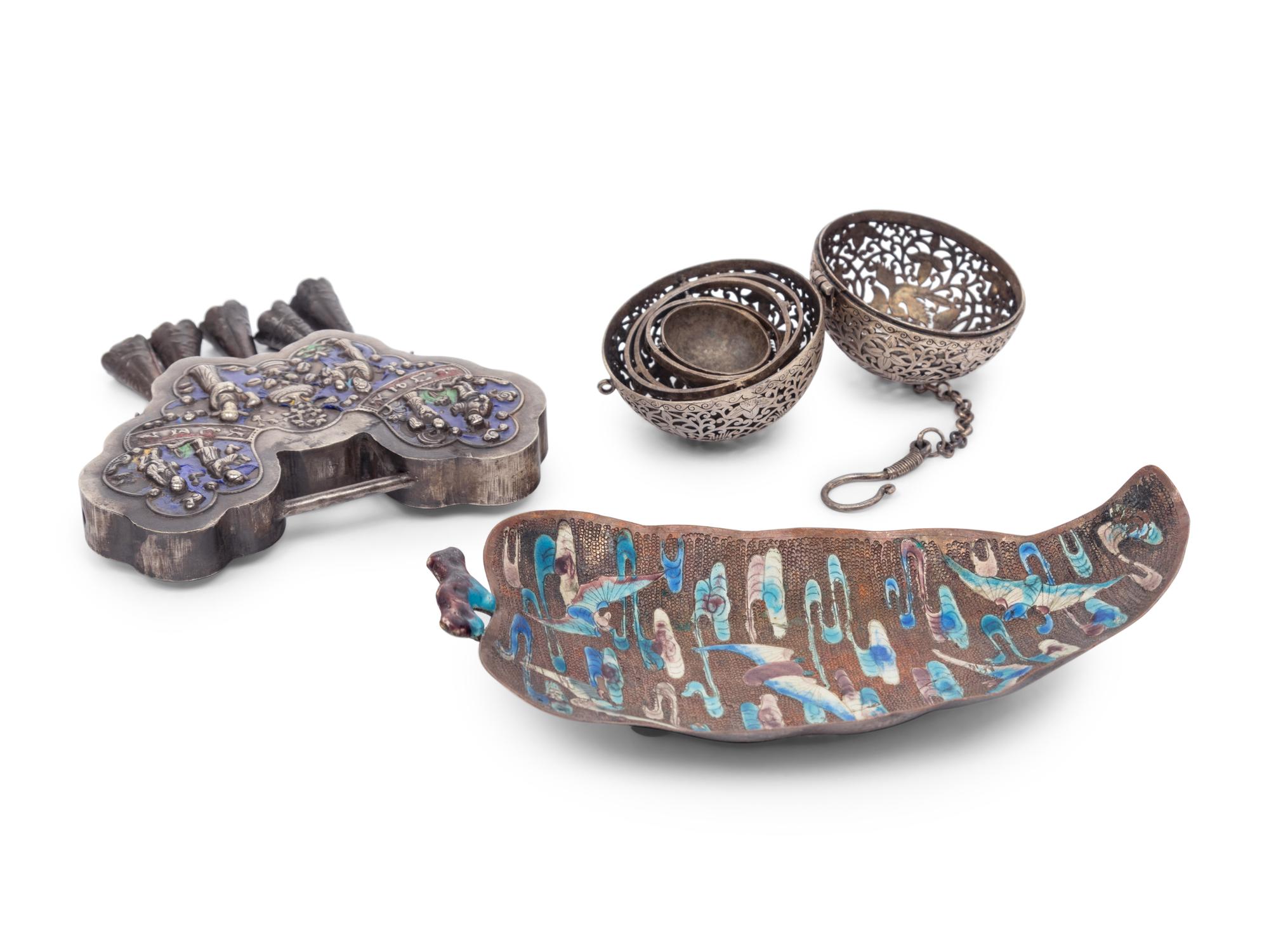Three Chinese Silver and Metal Articles