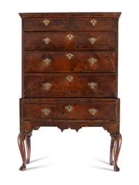 A Queen Anne Walnut Chest on Stand