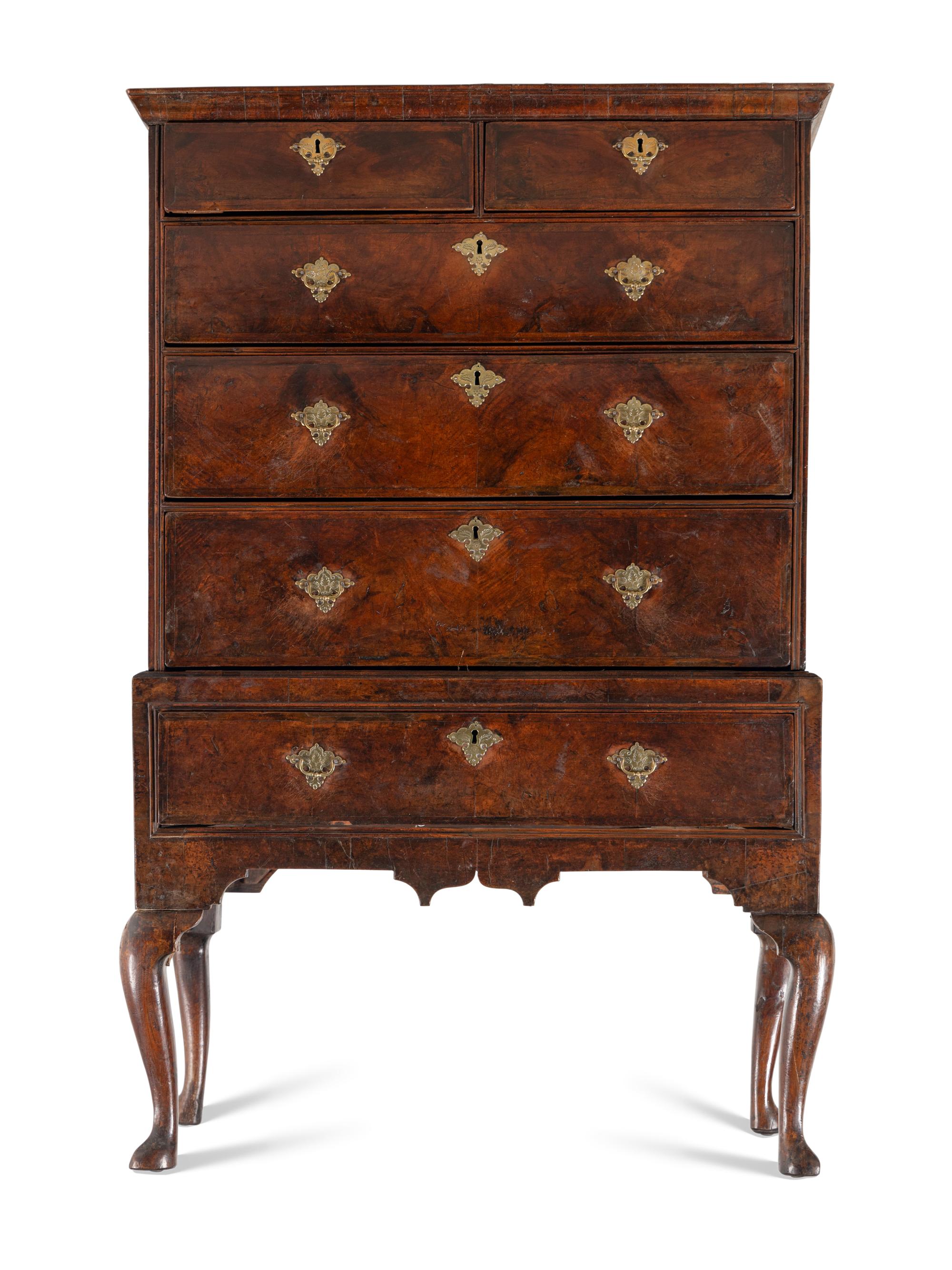 A Queen Anne Walnut Chest on Stand
