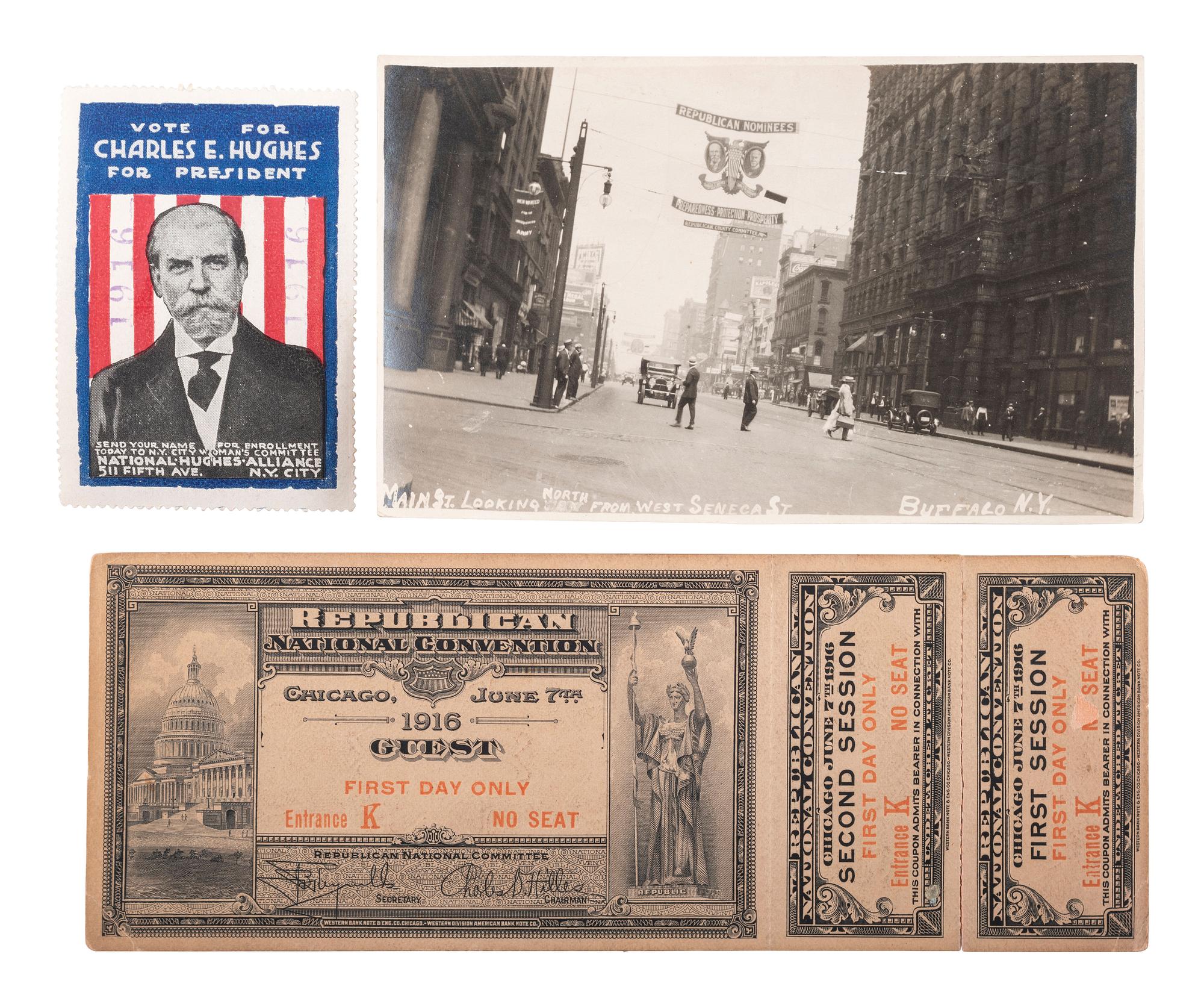 [HUGHES, Charles Evans (1862-1948)]. Ephemera from Hughes's 1916 presidential campaign.