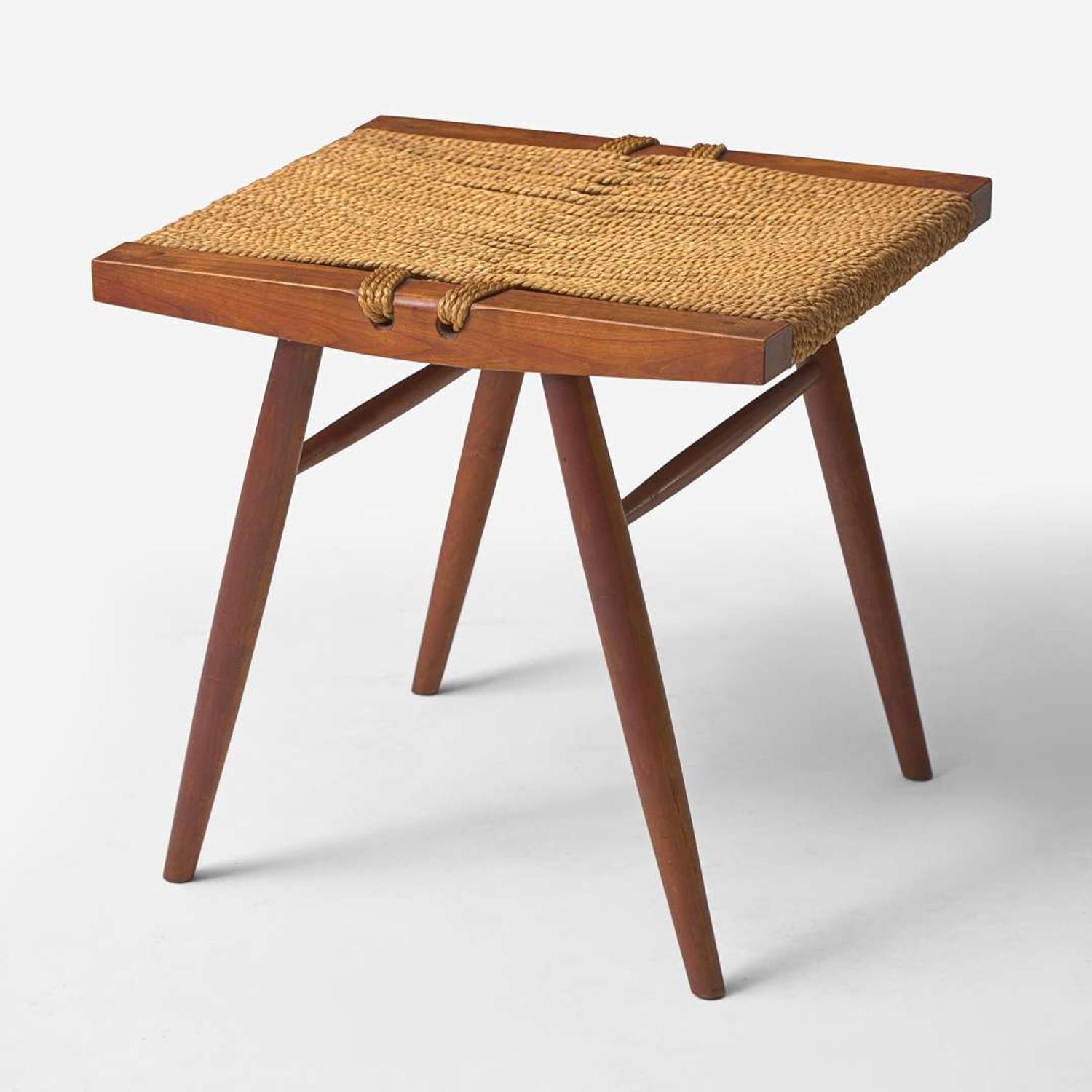 George Nakashima (American, 1905-1990) "Grass-Seated" Stool, New Hope, Pennsylvania, circa 1960