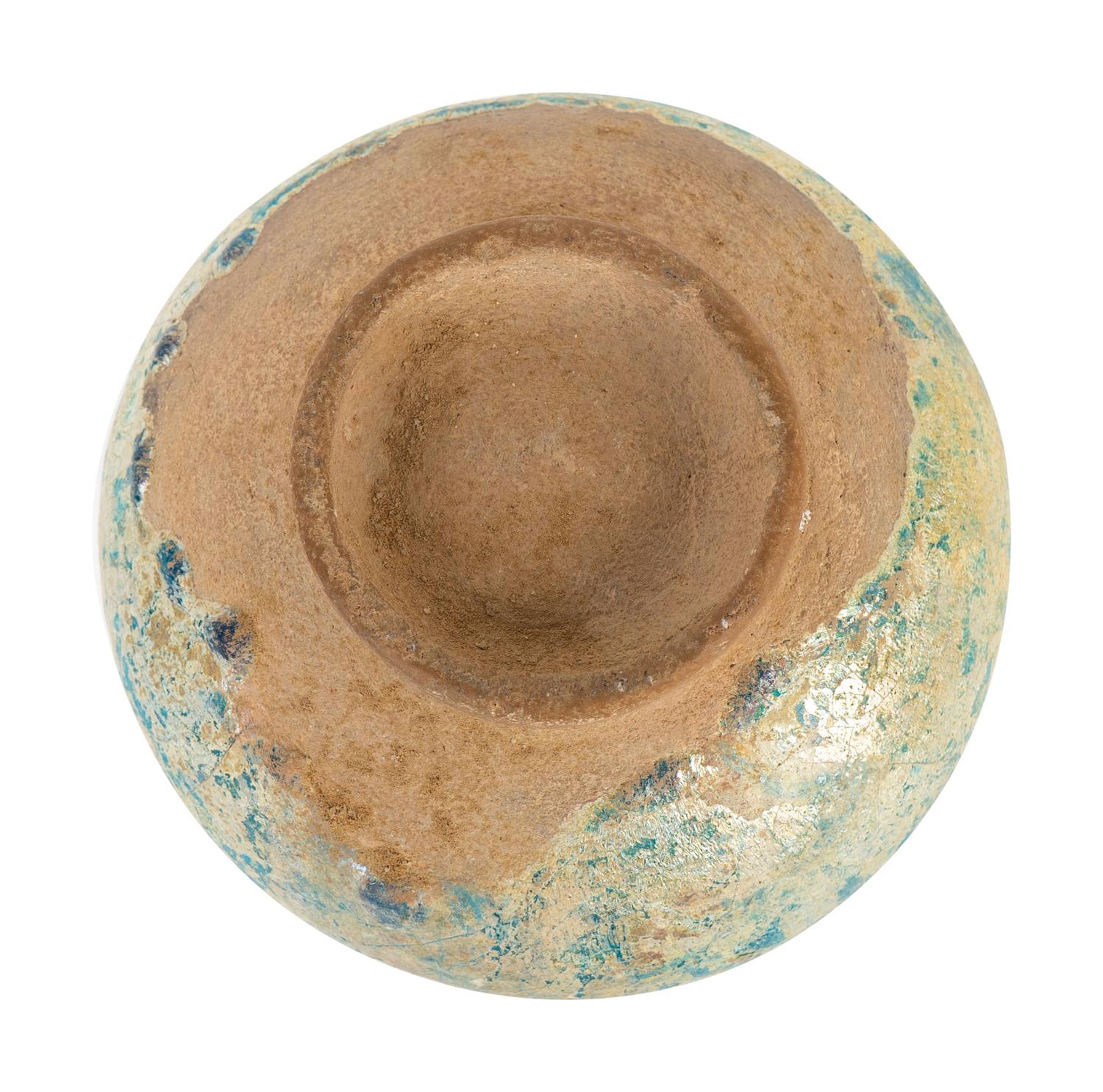 An Iridescent Glazed Earthenware Flask