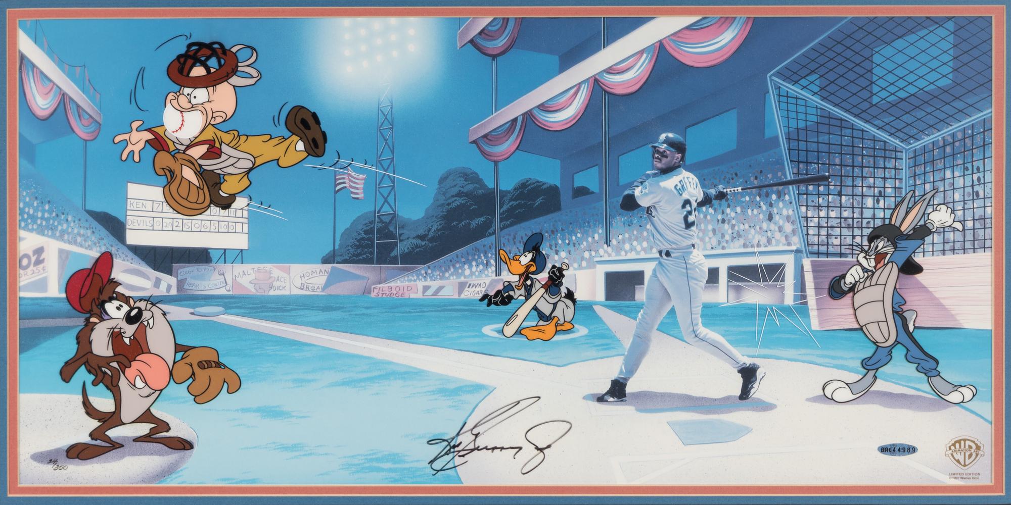 A Ken Griffey Jr. Signed Autograph Warner Brothers "Junior's League" Animation Cel (Upper Deck Authenticated),