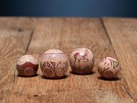 Miniature Sgraffito Seed Jars, with Pronghorn, Big Horn Sheep, and Elk