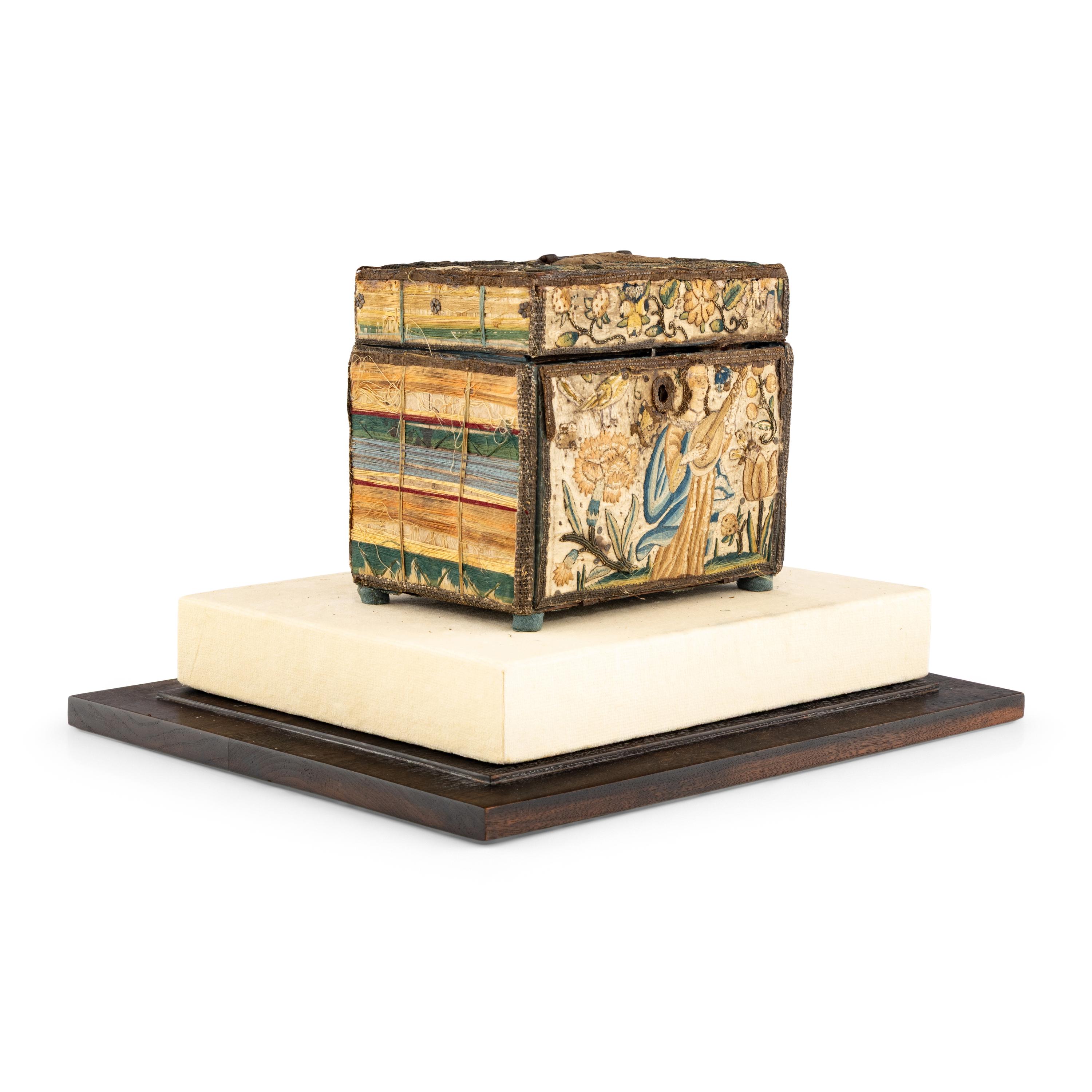 A Charles II Stumpwork Table Casket