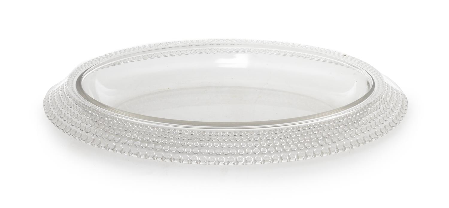 A Rene Lalique Molded and Frosted Glass Center Bowl Width 17 inches.