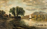 Landscape with Cottages and Sailboat, 1886