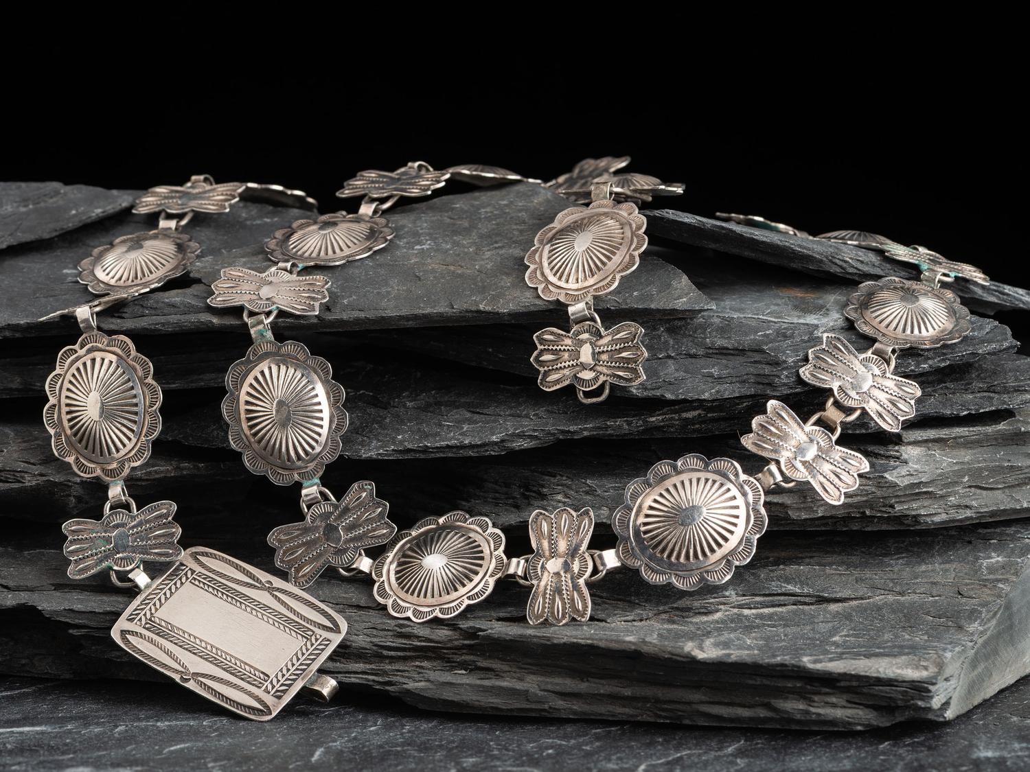 Petite Stamped Silver Link Concha Belt