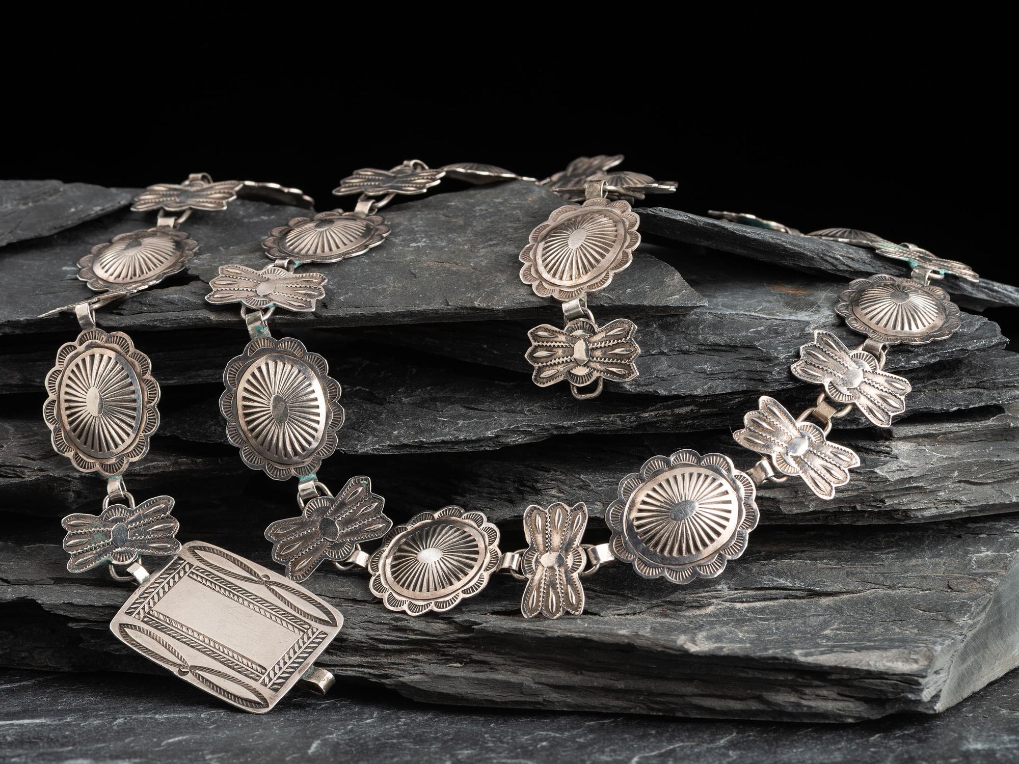 Petite Stamped Silver Link Concha Belt