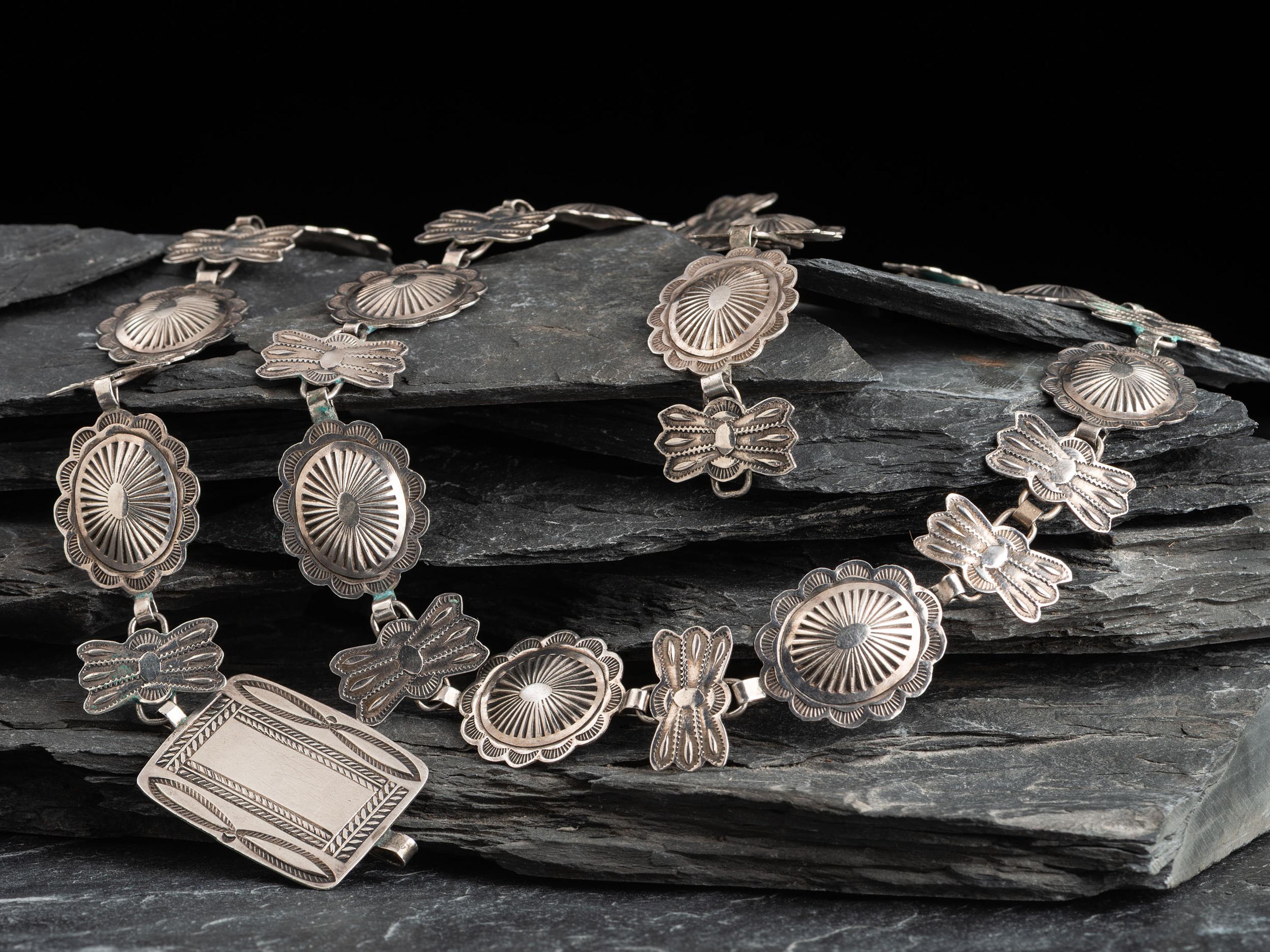 Petite Stamped Silver Link Concha Belt