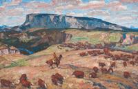 Cattle Herd and Cowboy