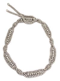 A Christian Dior Clear Rhinestone Belt, Belt: 27" x 1";Tassel: 5.5".