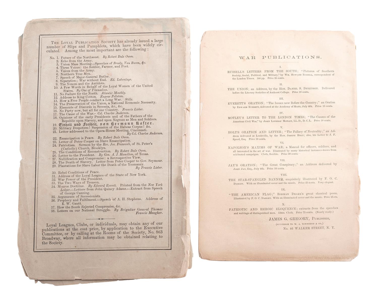[AFRICAN AMERICANA] -- [CIVIL WAR]. A group of 4 Civil War era pamphlets related to slavery and secession, comprising: