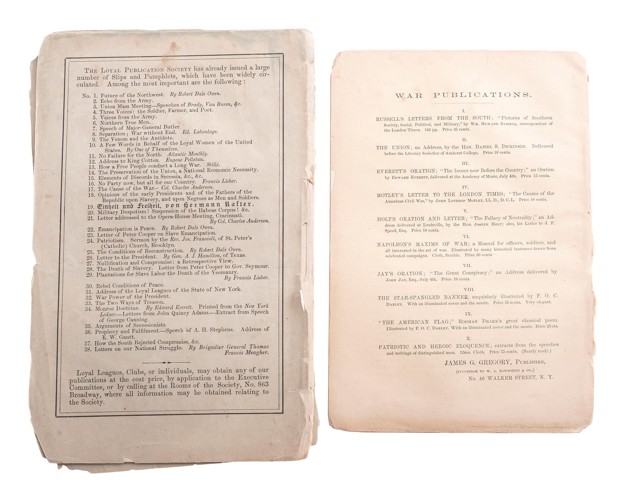 [AFRICAN AMERICANA] -- [CIVIL WAR]. A group of 4 Civil War era pamphlets related to slavery and secession, comprising: