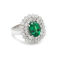 TSAVORITE GARNET AND DIAMOND RING