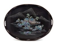 A Chinese Painted and Mother-of-Pearl Inset Tray