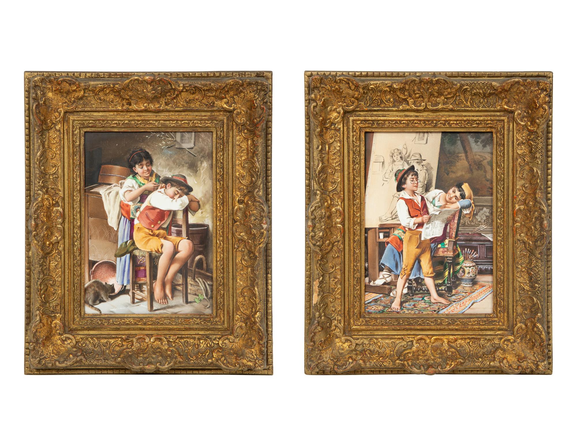 A Pair of Italian Porcelain Plaques