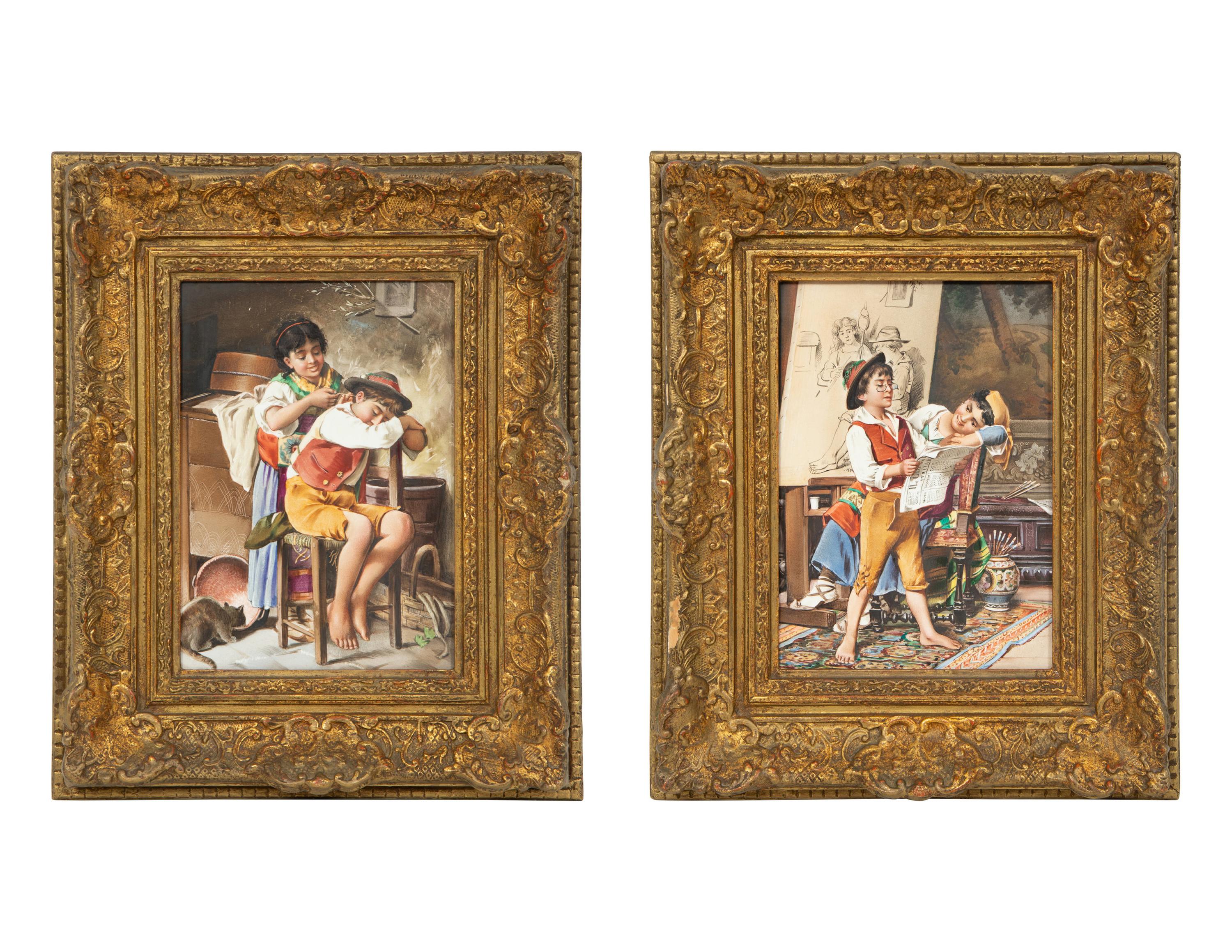 A Pair of Italian Porcelain Plaques