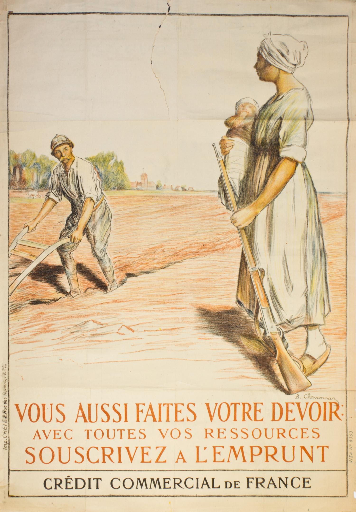 (WWI POSTERS) CHAVENNEZ, D. Three WWI propaganda posters.