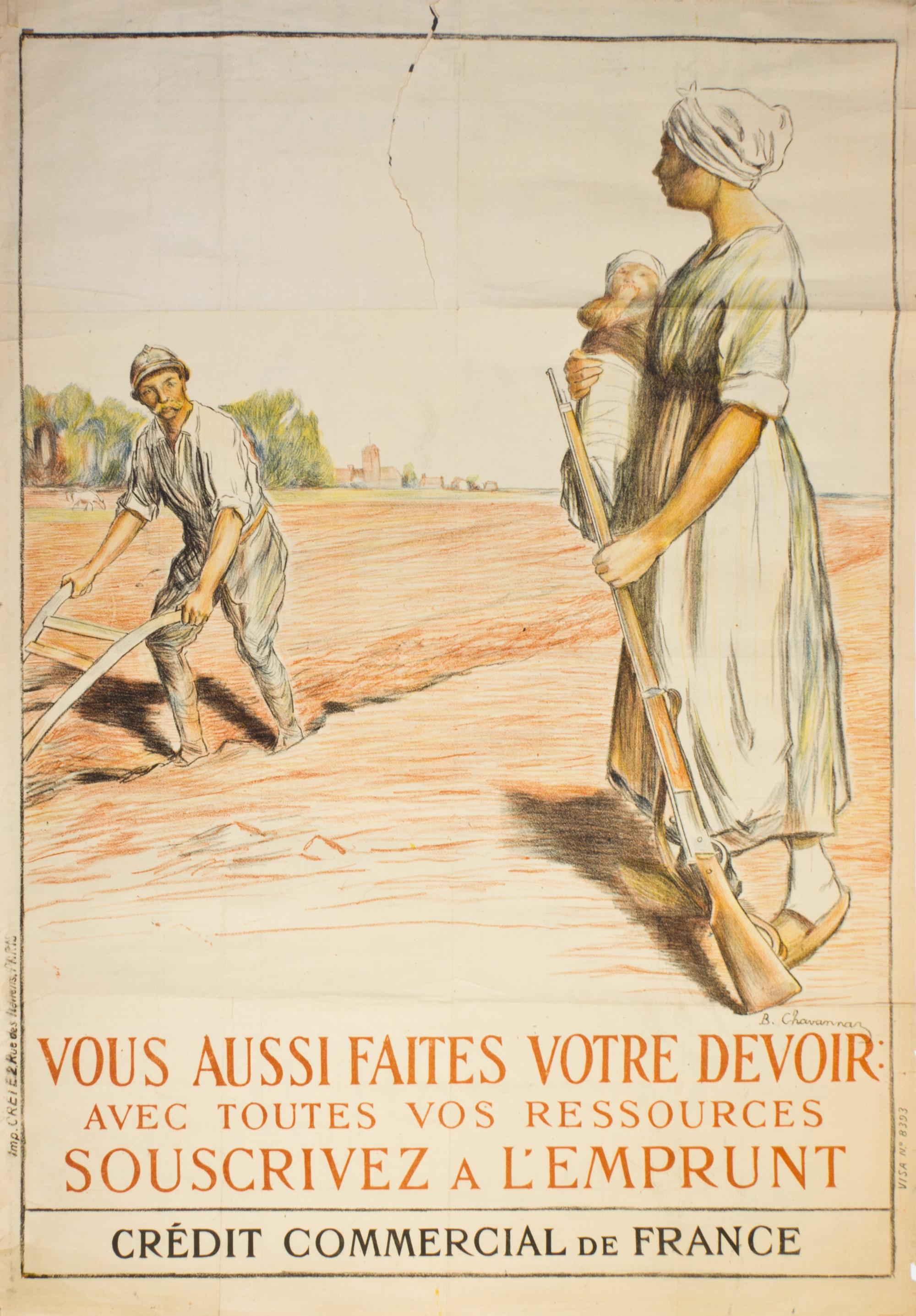 (WWI POSTERS) CHAVENNEZ, D. Three WWI propaganda posters.