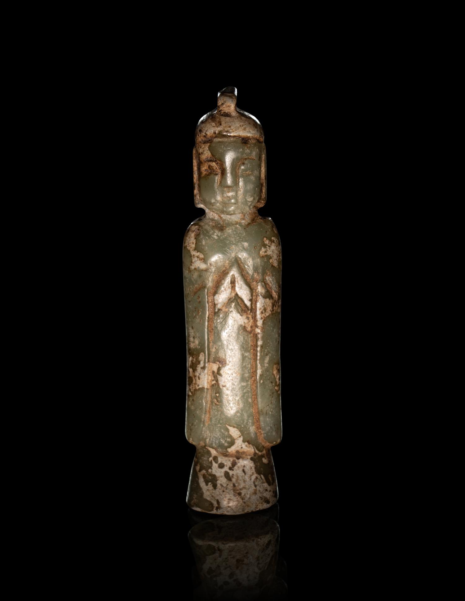 Three Chinese Carved Jade Figures