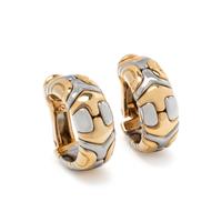 BVLGARI, YELLOW GOLD AND STEEL 'PARENTESI' EARCLIPS