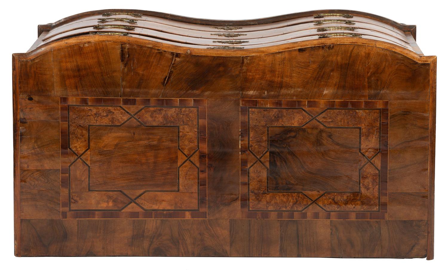 A German or Austrian Baroque Burlwood Commode