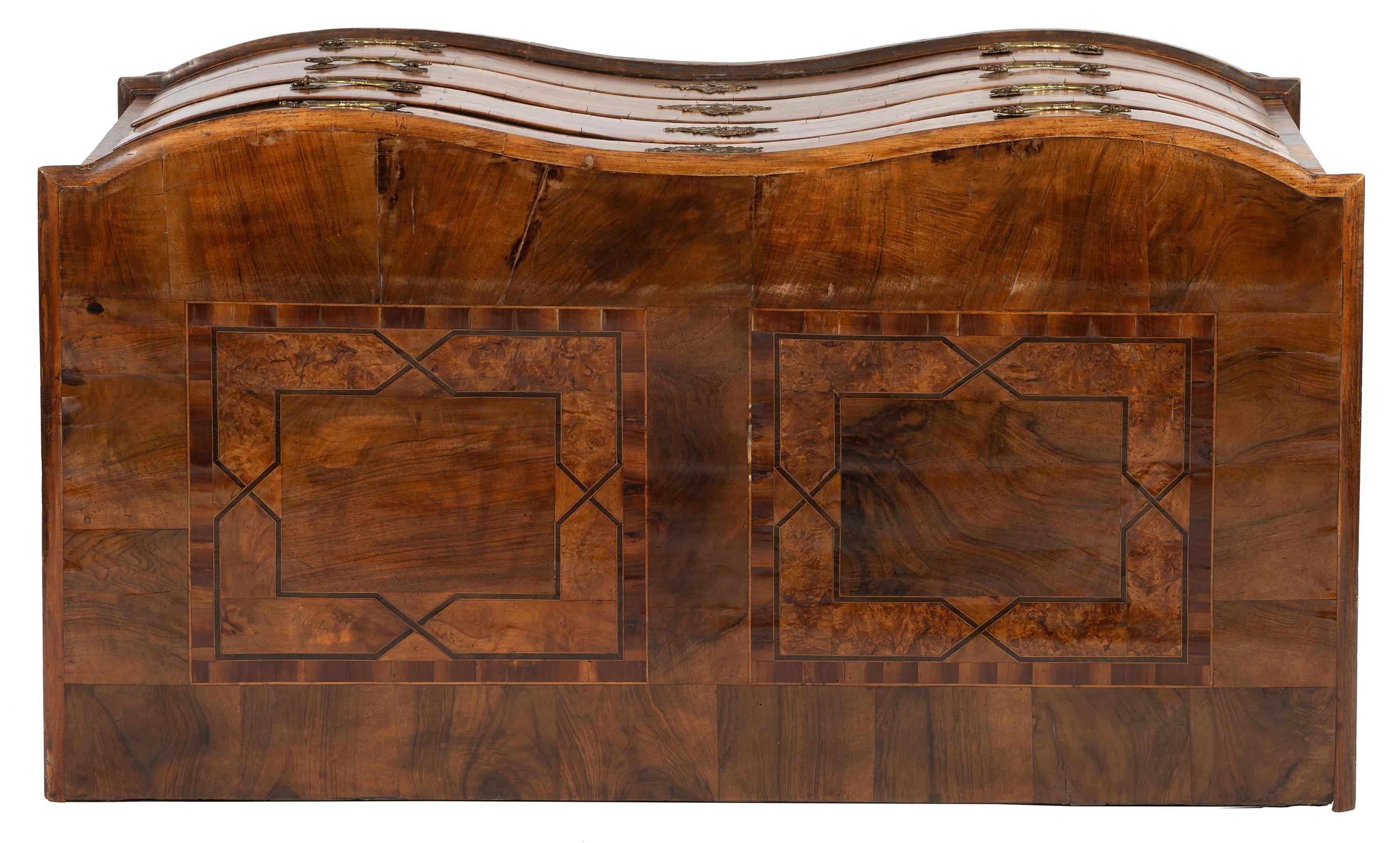 A German or Austrian Baroque Burlwood Commode