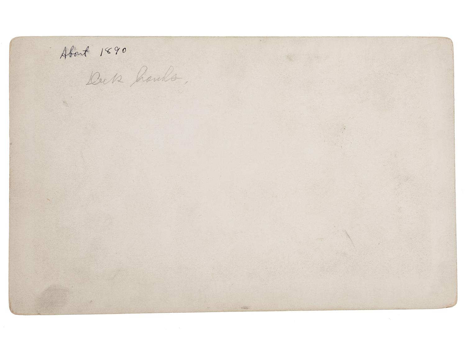 [EARLY PHOTOGRAPHY]. Boudoir card of African American deck hands aboard a ship. Ca 1890.