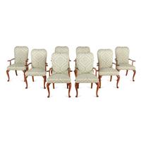 A Set of Eight Queen Anne Style Mahogany Dining Chairs