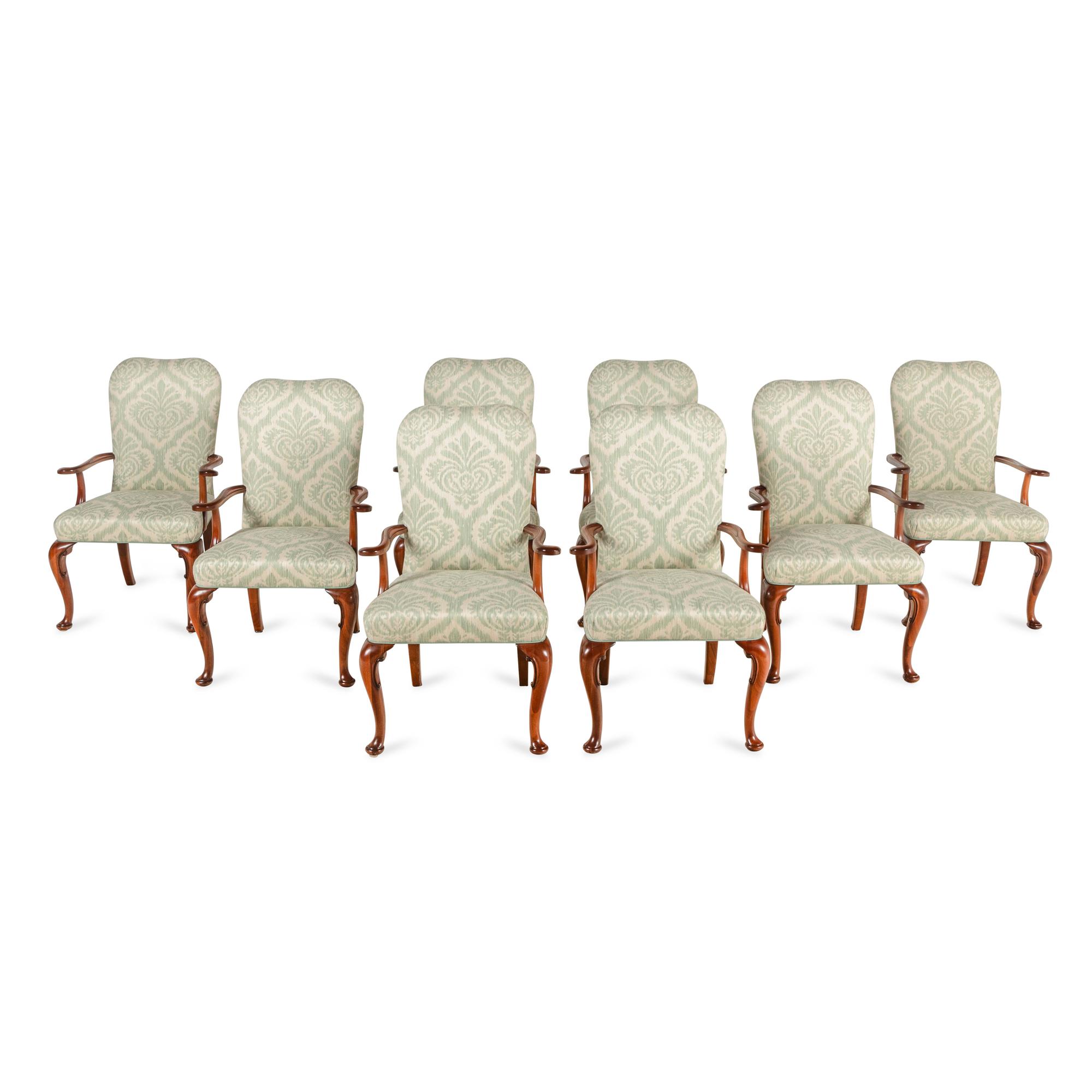 A Set of Eight Queen Anne Style Mahogany Dining Chairs